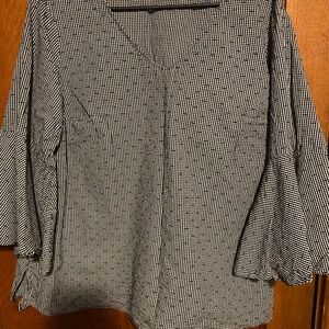 Jane and Delancey Black and White Gingham Blouse